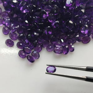 Gema de Amatista Africana Natural Facetada, Corte Ovalado de 5x4MM, Color Púrpura, para Joyería, Gemas de Red Mountain - Product Image 1