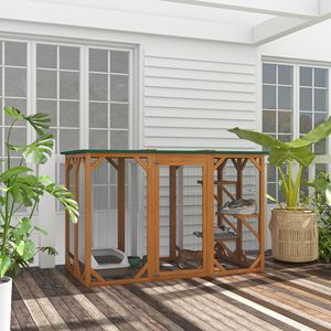 Gabbia per Animali Domestici XXL in Legno con Tetto in Asfalto e Piattaforme Multi-Livello - Ampia Porta d'Ingresso per Gatti da Interno - Product Image 2