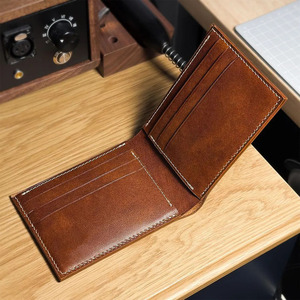 Handmade mens leather <b>wallet</b> bifold slim RFID <b>secure</b> card holder bulk supplier OEM custom branding export in pakistan - Product Image 2