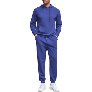 Mens Tracksuit Summer Wear Two Piece Fleece Zipper <b>Hoodie</b> Jogger Sports Outfit Custom Logo Gym Set 2025 - Product Image 3