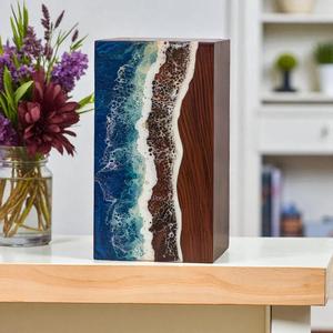 Handcrafted Rosewood Cremation Urn for Ashes – Ocean Wave Wooden <b>Memorial</b> <b>Box</b> Keepsake - Product Image 6