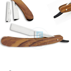 Professional High Quality Stainless Steel Wood Handle Reusable Durable <b>Straight</b> Shaving <b>Razors</b> for Face Hair Removal - Product Image 2