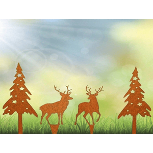 CIFbuy Set di Sculture Rustiche da Giardino in Metallo Anticato a Forma di Cervo per Decorazione Prato, Patio, Cortile, Stile Rustico/Country - Product Image 2