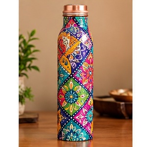 ขวดน้ำทองแดงแบบพกพา ดีไซน์ลวดลายสีสันสดใส เหมาะสำหรับการเดินทาง - Product Image 1