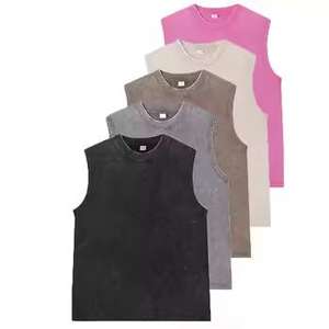 Camiseta sin mangas personalizada para hombre, de calidad, informal, de poliéster tejido, estilo desgastado, para gimnasio, de secado rápido - Product Image 6