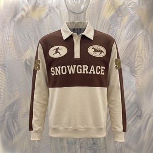 เสื้อรักบี้แขนยาว Snowgrace ปักโลโก้ คอปกพับได้ ทรงปกติ เสื้อผ้าสำหรับผู้ใหญ่แบบยูนิเซ็กส์ - Product Image 3
