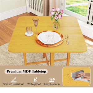 Tavolo da Cucina Allungabile con Angoli Arrotondati in Legno Naturale, Gambe in Metallo e Superficie in Pietra Sinterizzata, Capacità 2-4 Posti - Product Image 6