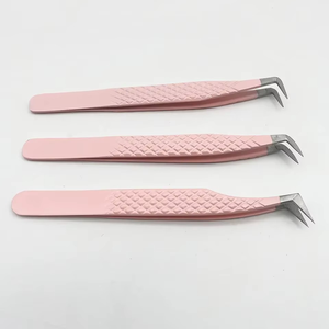 Pince à épiler pour cils en acier inoxydable faite à la main, nouvelle arrivée, revêtement poudré pêche, pointe noire, étiquette personnalisée, testée à la main - Product Image 4