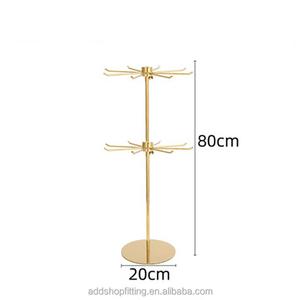 Étagère rotative de table en acier inoxydable durable à 8 crochets pour présentation de bijoux et boucles d'oreilles en magasin - Product Image 3