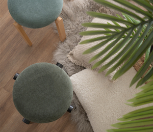 Modern Durable Portable Stackable Upholstered <b>Stool</b> with Black Beech Wood Legs for <b>Bedroom</b> and Residential Use - Product Image 3
