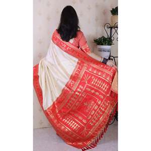 Sari traditionnel en soie douce tissée Zari avec motifs Warli pour femmes, pour Elite Weaves, 600g - Product Image 4