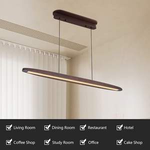 Lámpara Colgante LED Contemporánea de 51 Pulgadas con Acabado en Madera de Nogal, Lámpara Colgante de Madera Estilo Streamline con Control Remoto para Comedor y Sala de Estar - Product Image 6