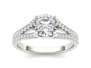 Anillo de compromiso y aniversario de oro de 10k, 14k, 18k para mujer, con diamante solitario de 1 quilate de corte redondo y vástago dividido, certificado IGI - Product Image 4