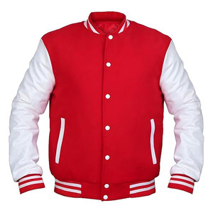 แจ็คเก็ตวาร์ซิตี้บุรุษ แจ็คเก็ตเบสบอลแบบ Letterman แจ็คเก็ตบอมเบอร์สำหรับวิทยาลัย ตัวเสื้อทำจากผ้าขนสัตว์พรีเมียม แขนเสื้อทำจากหนังแท้ สไตล์คลาสสิกย้อนยุค - Product Image 3