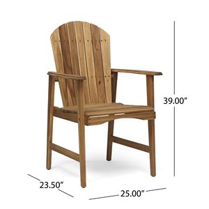 Set di 2 Sedie da Pranzo Adirondack in Legno di Acacia Resistenti alle Intemperie per Esterni, Finitura Naturale, Arredamento da Giardino - Product Image 5