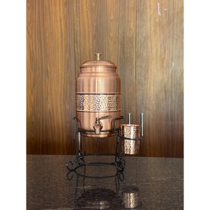 Classic Handcrafted Pure Copper Water Dispenser Vessel with Lid for Kitchen Dining <b>Table</b> and Office Use - Product Image 6
