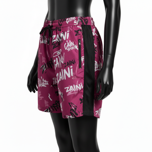 Shorts cortavientos para mujer de primera calidad, tela de poliéster resistente al viento, diseño de paneles, estampado personalizado. - Product Image 3