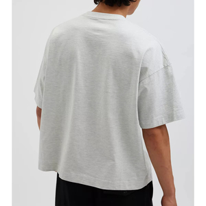 เสื้อยืดทรงบ็อกซ์สีขาวล้วนสำหรับผู้ชาย แบบเรียบง่าย ไซส์ใหญ่พิเศษ น้ำหนัก 250 กรัม ผ้าฝ้าย 100% ทรงบ็อกซ์ฟิตแบบครอป - Product Image 2