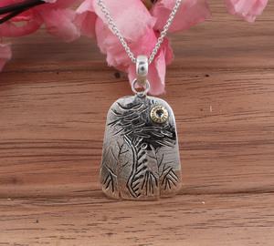 Collier pendentif vintage en argent sterling 925 plaqué platine, charme unisexe, bijoux fins, fabrication artisanale sur mesure, vente en gros - Product Image 6