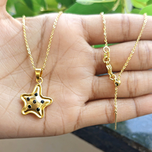 Women fashion jewelry dainty black onyx starfish pendant necklace solid brass 18k gold plated minimalist charms women necklaces - Product Image 4