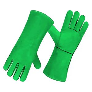 High Quality Blue Cow Split Leather Flame Retardant Welding Gloves <b>Fire</b> Proof Industrial Safety with Thumb Palm Protection - Product Image 4