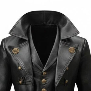 Black Vintage Steampunk Leather <b>Jacket</b> for Men Victorian Dark <b>Gothic</b> Pirate Cosplay <b>Jacket</b> 2026 - Product Image 5