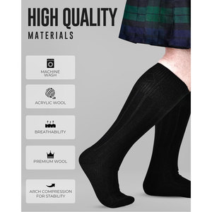 Premium Handmade Scottish Highland Kilt Hose <b>Socks</b> for Men Traditional Wool Blend Long <b>Socks</b> <b>Soft</b> Fabric Custom Logo Supply - Product Image 2