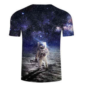 เสื้อยืดกีฬาผู้ชายแบบซับลิเมชั่น พรีเมียม ผ้าฝ้าย 100% น้ำหนักเบา ลายกาแล็กซี่ แห้งเร็ว รับพิมพ์ลายตามสั่ง โรงงาน OEM ODM - Product Image 6