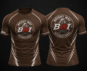 Bright Way International <b>Men's</b> <b>Brown</b> Short Sleeve Rash Guard Silk Screen Printed UPF50+ Anti-Bacterial Quick Dry T-<b>Shirt</b> Adult - Product Image 1