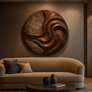 Escultura Modular de Madera Hecha a Mano, Arte de Madera Orgánica para Muebles de Pared, Madera Tallada Única para la Sala de Estar - Product Image 5