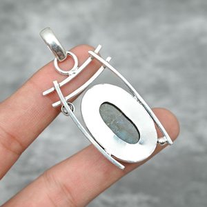 Pendentif en labradorite, argent sterling 925, fait main, style vintage, bijoux de fiançailles, pierre naturelle à reflets, certifié par un tiers - Product Image 3