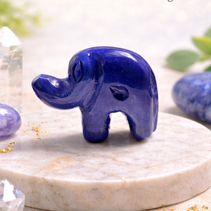 Éléphant sculpté en agate bleue, pierre précieuse polie, breloque animale sculptée à la main, pierre en vrac, fourniture en gros pour la fabrication de bijoux - Product Image 1