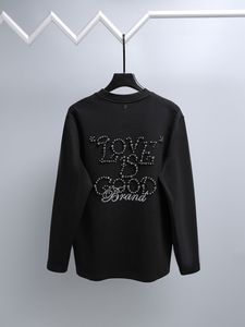 Sweat-shirt à col rond en tissu tissé noir pour homme, imprimé à pois blancs, coupe classique, streetwear décontracté, respirant, écologique, hiver - Product Image 3