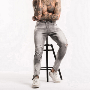 Jeans en denim pour homme, coupe droite taille haute, délavage moyen, fabrication directe usine, qualité supérieure, style streetwear, logo personnalisé, couleur unie - Product Image 5