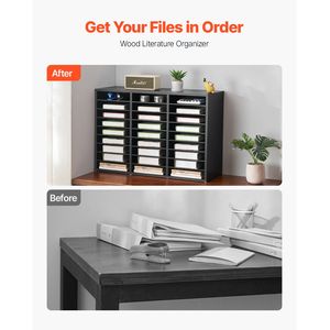 Organizzatore per Ufficio e Casa a 27 Scomparti in Legno con Ripiani Rimovibili e Vassoi Portadocumenti in Truciolato - Product Image 2