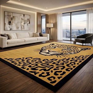 Luxury Leopard Print Area Rug Modern Hand Tufted Safari Wildlife Wool Carpet Exotic <b>Animal</b> <b>Pattern</b> Living Room Bedroom Decor Rug - Product Image 1