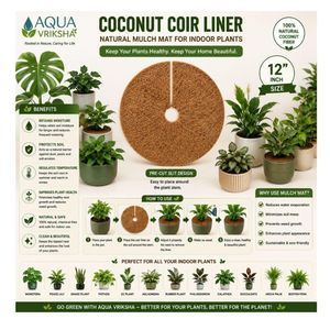 AQUA VRIKSHA Tapis de paillis en fibre de coco 100% naturelle 12 pouces |   Anneau de paillis végétal biodégradable pour le contrôle des adventices et la rétention de l'humidité - Product Image 1