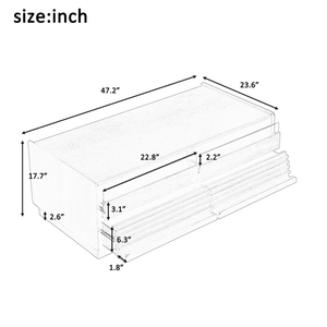 Tavolino da Caffè Moderno Rettangolare con 4 Cassetti, 2 Ripiani Espositivi, Piano in Legno e Marmo da 47,2 Pollici, Stile Scanalato, Frontale in Vetro Temperato, Migliore del 2022 - Product Image 5