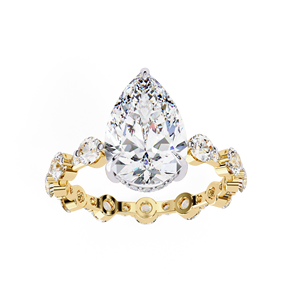 Anillo de Diamante Cultivado en Laboratorio con Corte Pera, Oro Sólido de 14K, Halo Oculto, Anillo Pavé, 2.40-5.40 CT, DEFVVS, Certificado IGI, Anillo de Compromiso Solitario, ODM - Product Image 3