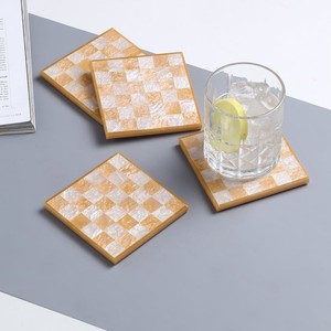 Sous-verres carrés en résine avec tapis antidérapants, design moderne, écologiques, 4x4 pouces, épaisseur personnalisée - Product Image 1
