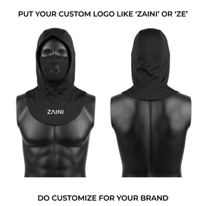 Balaclava unisexe haut de gamme 280 GSM en Spandex/Polyester, noir, multi-panneaux, masque facial d'hiver, logo en silicone imperméable, personnalisable pour le sport - Product Image 3