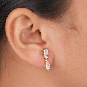 Elegant 0.51+0.31CT Each Marquise Cut Diamond Drop Earrings Lab Grown 14K Solid Gold Anniversary <b>Gift</b> For Partner Charms - Product Image 4