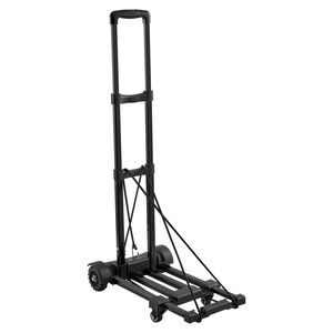 Camión de mano plegable negro, 4 ruedas, 2 cuerdas elásticas, capacidad de carga de 290 libras, carrito de equipaje plegable, carrito utilitario de Base extensible - Product Image 1