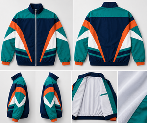 Custom Retro Street Wear Colorblock <b>Jacket</b> Polyester Zipper Oversized <b>Mens</b> Windbreaker <b>Jacket</b> - Product Image 3