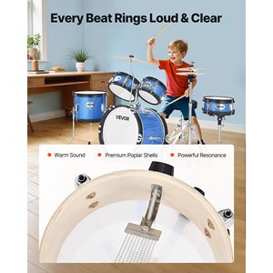 Batteria musicale Junior di 5 pezzi blu per bambini da 14 pollici inclusa - Product Image 4