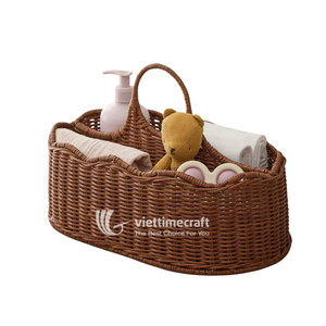 Organizador de Ratán Natural Vintage con Asa Arqueada Alta, Almacenamiento Ecológico para Guardería, Escritorio, Hogar y Oficina - Product Image 1