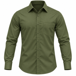 Camisa de Vestir Personalizada para Hombre, Ropa Formal de Oficina, Manga Larga, Cierre de Botones, un Solo Bolsillo, Color Sólido, Camisa de Negocios Personalizada para Hombre - Product Image 1