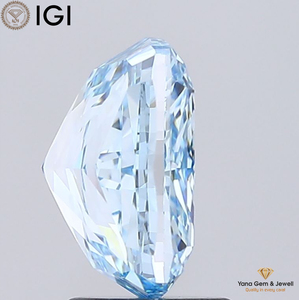 Diamant CVD cultivé en laboratoire certifié IGI, couleur bleu vif fantaisie, clarté VVS2, taille carrée coussin, 3,00 carats, pour bague de luxe - Product Image 6