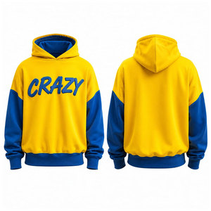 เสื้อสเวตเชิ้ตมีฮู้ดพิมพ์ลายสำหรับผู้ชาย สีเหลือง สีน้ำเงิน สตรีทแวร์ลำลอง ทรงปกติ ใส่ได้ในฤดูใบไม้ร่วง - Product Image 1