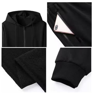 ชุดวอร์มมีฮู้ดสำหรับฤดูหนาว คุณภาพดีที่สุด แบบ unisex ชุดเซ็ต 2 ชิ้นสำหรับผู้ชาย ระบายอากาศได้ดี ผลิตจากโพลีเอสเตอร์/คอตตอน รับสั่งทำสีและโลโก้ OEM - Product Image 5